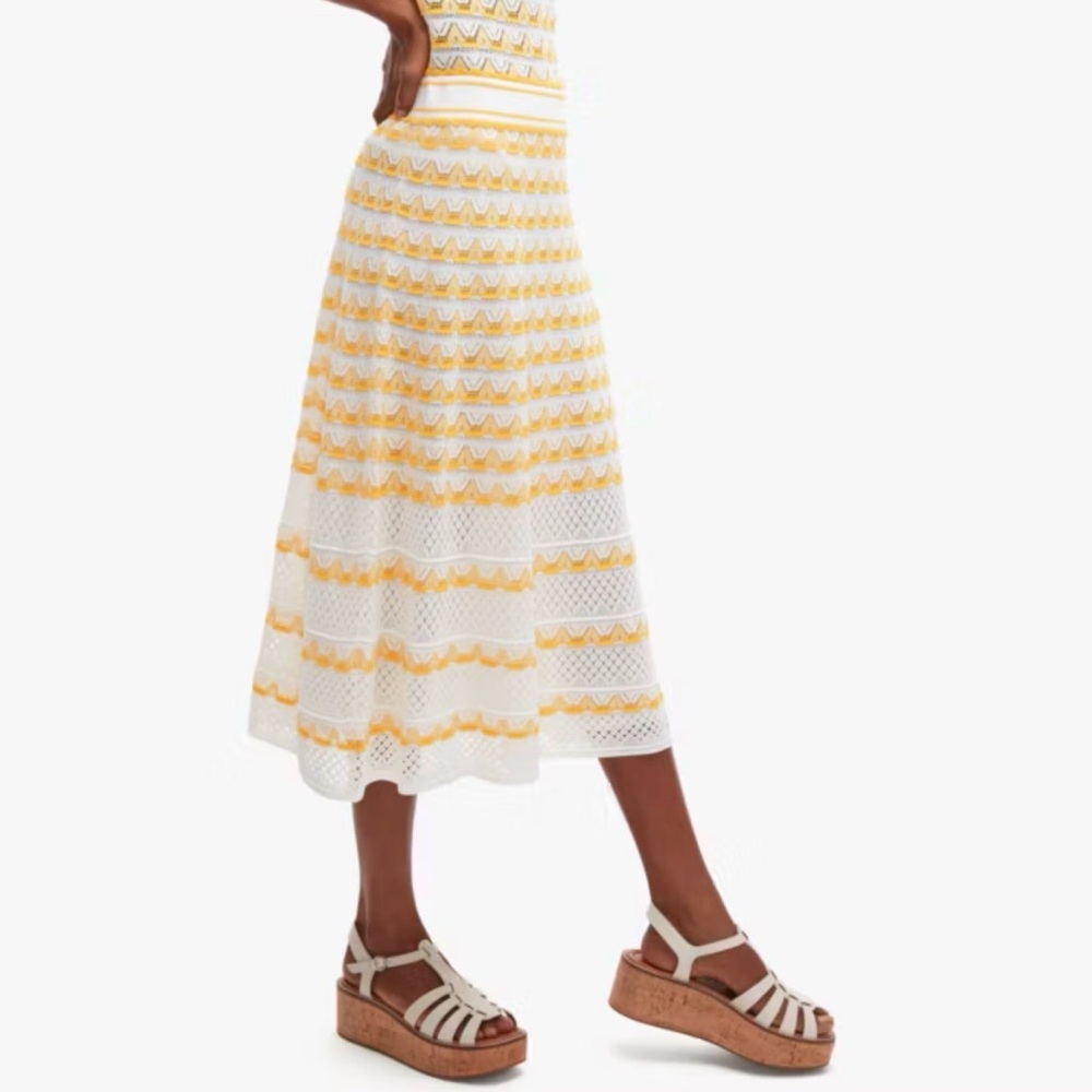 Kate Spade Yellow and White A-Line Skirt for spring MATCHING SWEATER ALSO LISTED